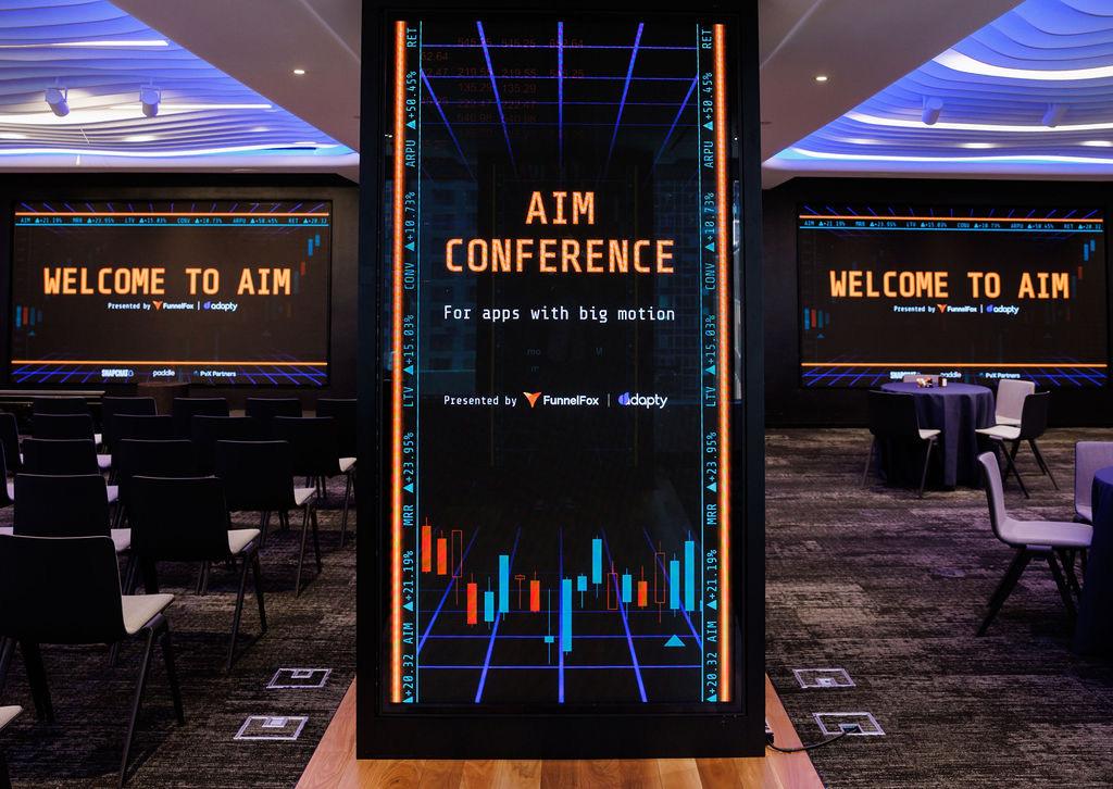 Welcome signage at the entrance to the AIM Conference